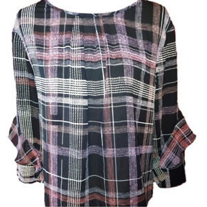 NWT Van Heusen Plaid Blouse L